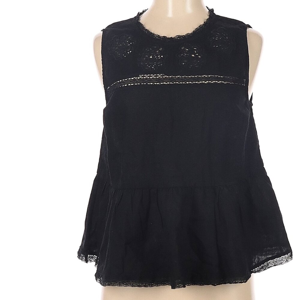 Black Sleeveless linen Top NWOT